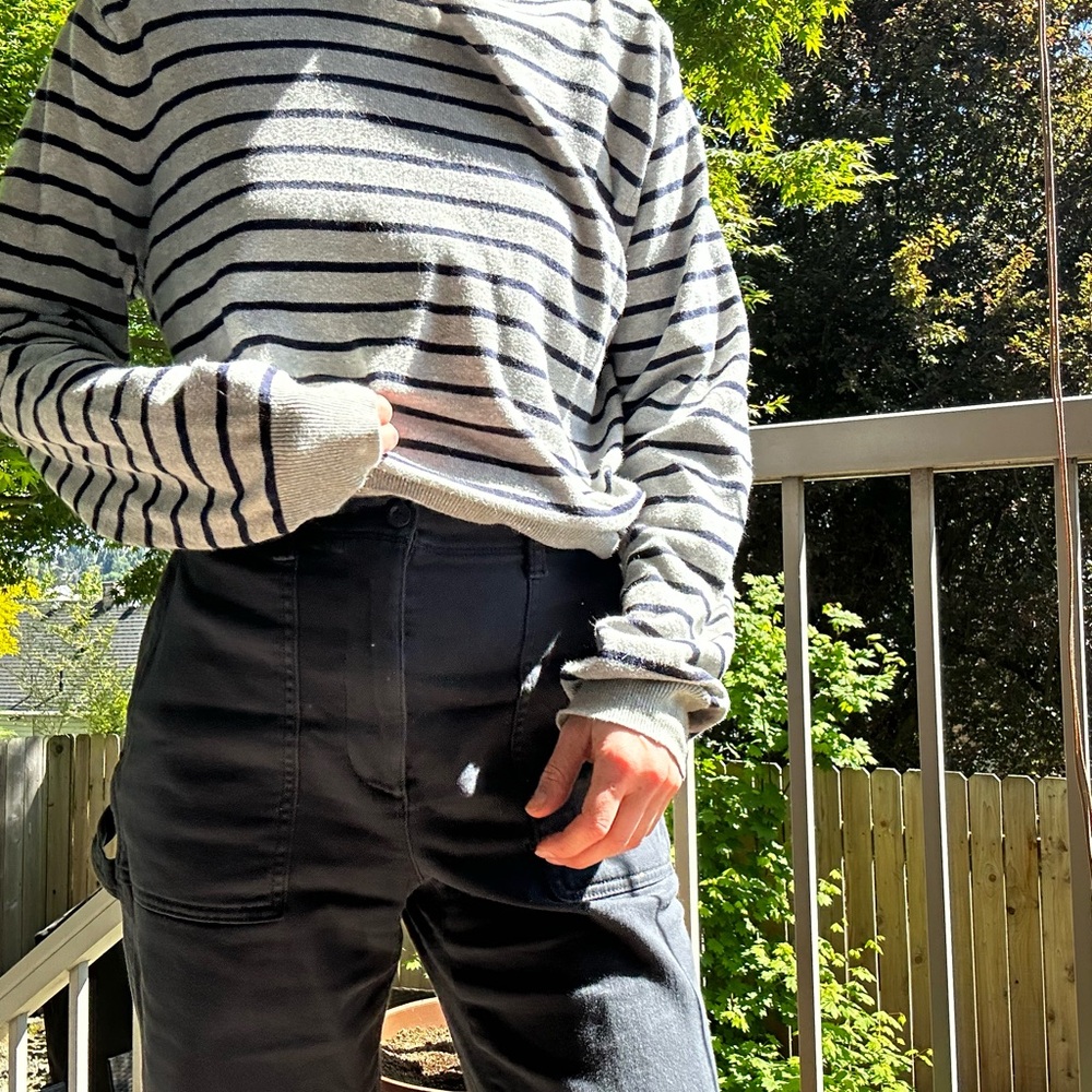 Gray and navy Striped Sweater